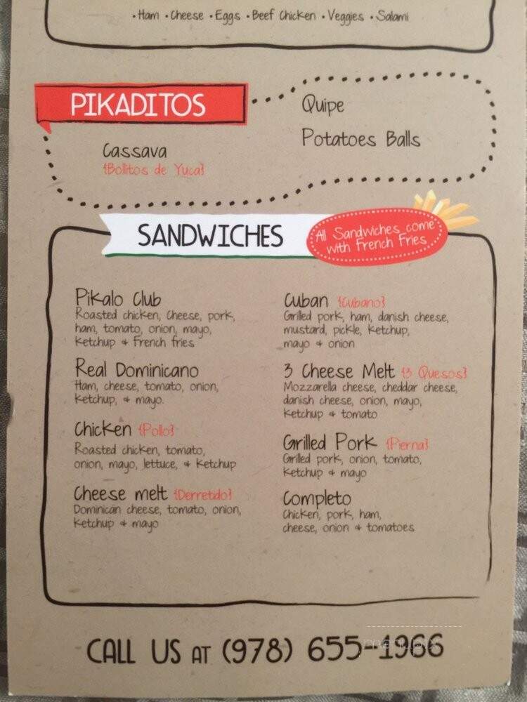 Pikalo Empanadas & Sandwich Bar - Lawrence, MA menu_pic