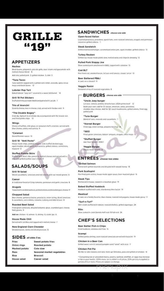 Grille 19 - North Reading, MA menu_pic