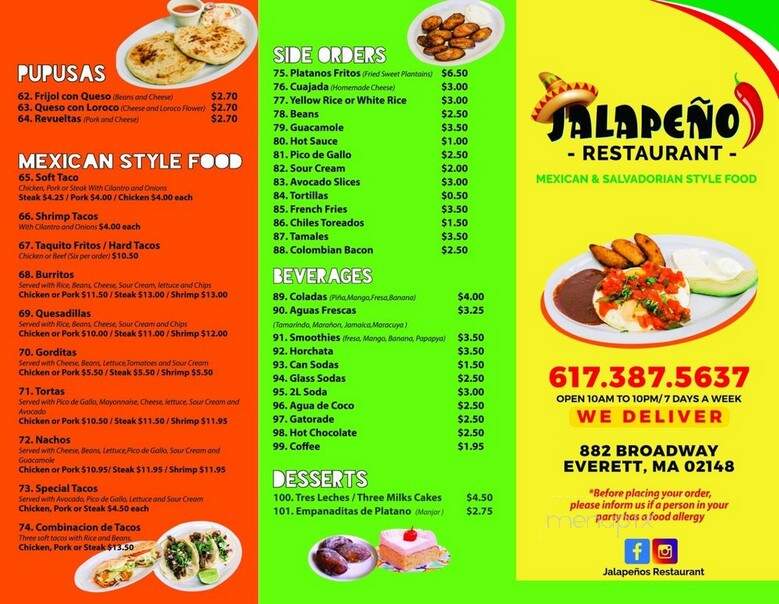 Jalapeno's Restaurant - Everett, MA menu_pic