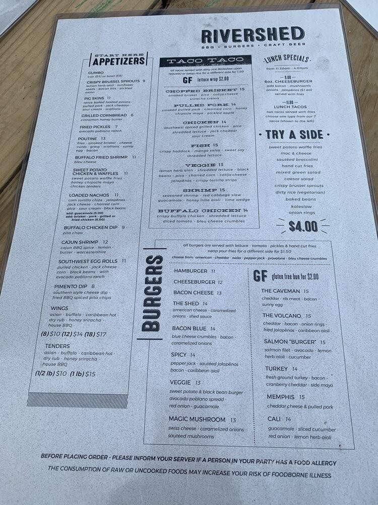 Rivershed - Scituate, MA menu_pic