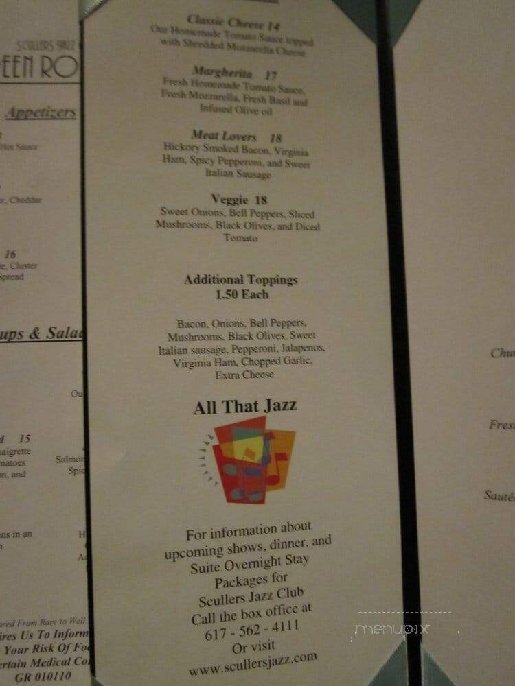 Scullers Jazz Club - Allston, MA menu_pic