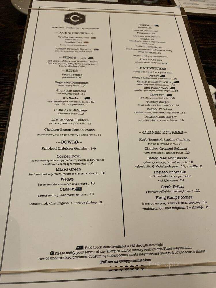 Coppersmith - South Boston, MA menu_pic