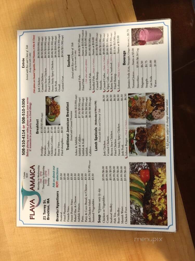 Flava Jamaica Restaurant - Brockton, MA menu_pic