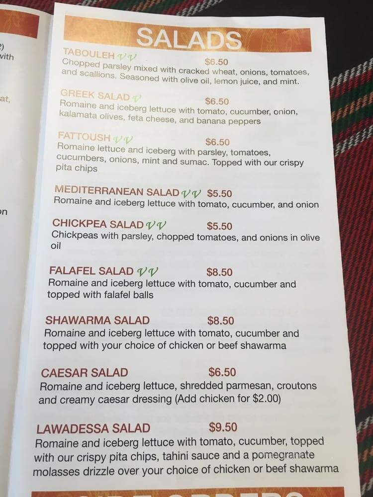 Lawadessa Restaurant - West Bridgewater, MA menu_pic