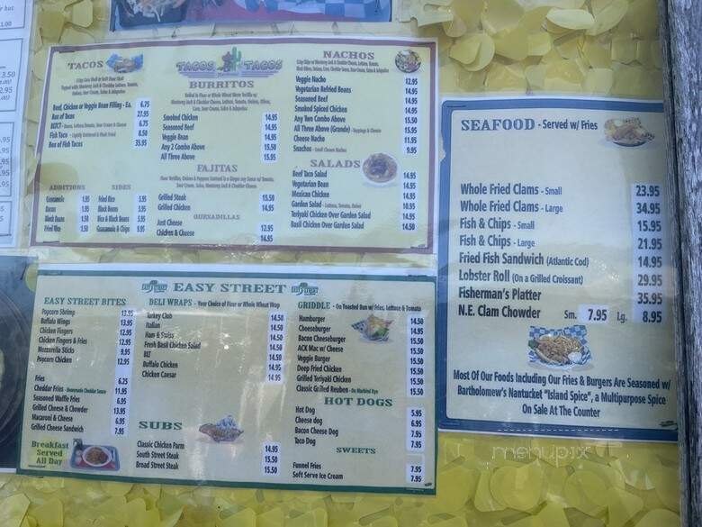 Easy Street Cantina - Nantucket, MA menu_pic