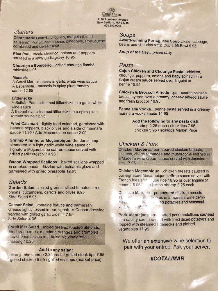 Cotali Mar - New Bedford, MA menu_pic