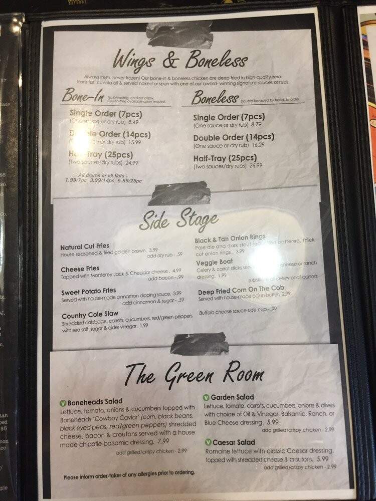 Boneheads Unplugged - Fall River, MA menu_pic