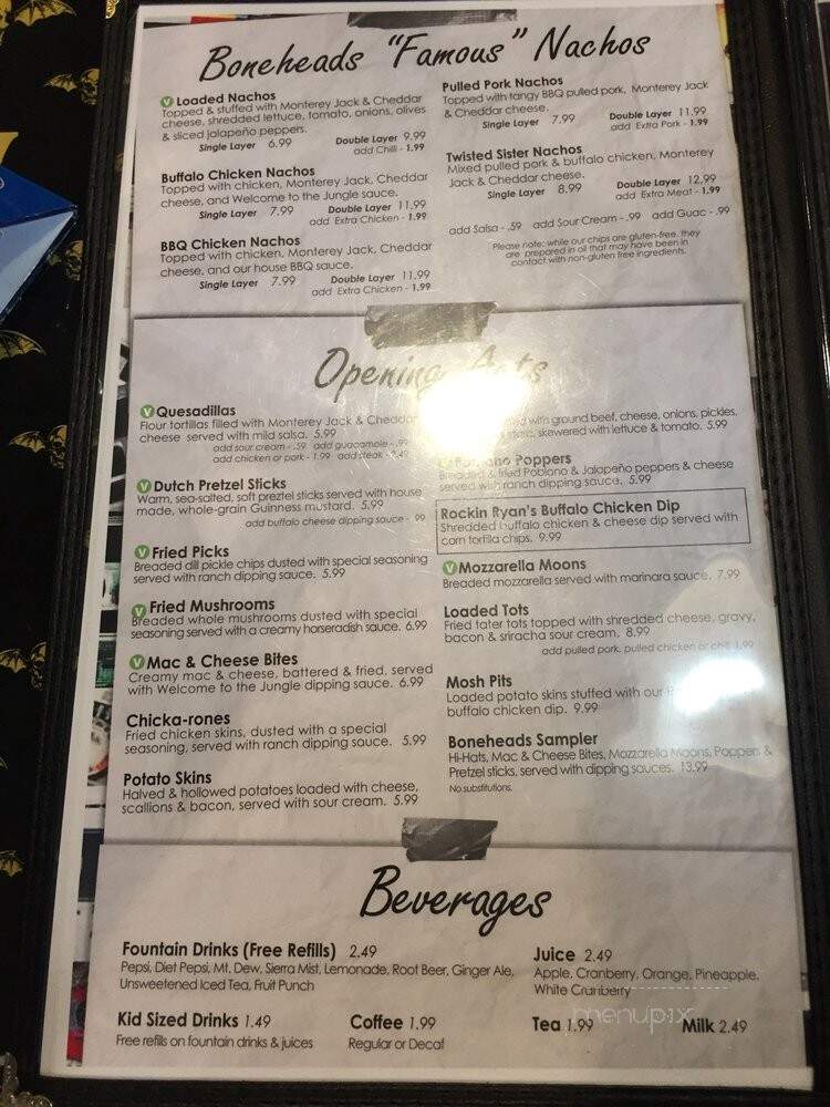 Boneheads Unplugged - Fall River, MA menu_pic