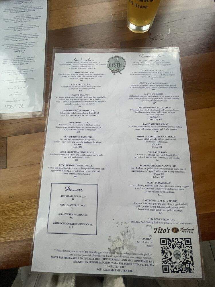 TwoTen Oyster Bar & Grill - South Kingstown, RI menu_pic