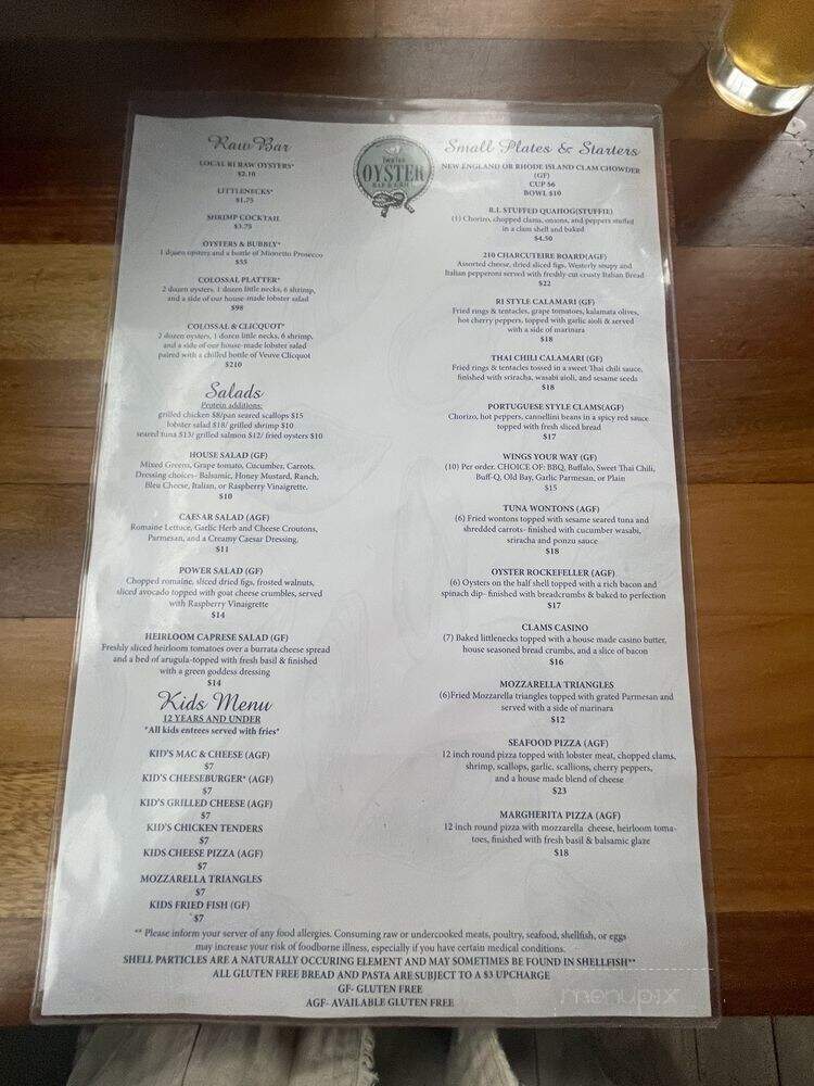 TwoTen Oyster Bar & Grill - South Kingstown, RI menu_pic