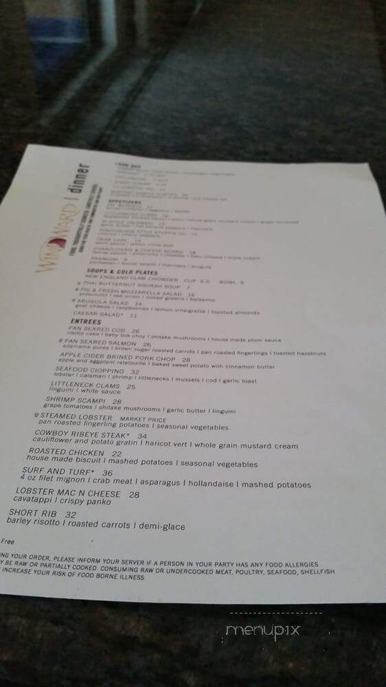The Windward Resturant - Newport, RI menu_pic