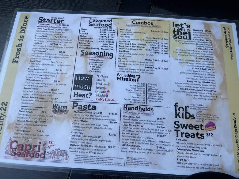 Capri - Providence, RI menu_pic