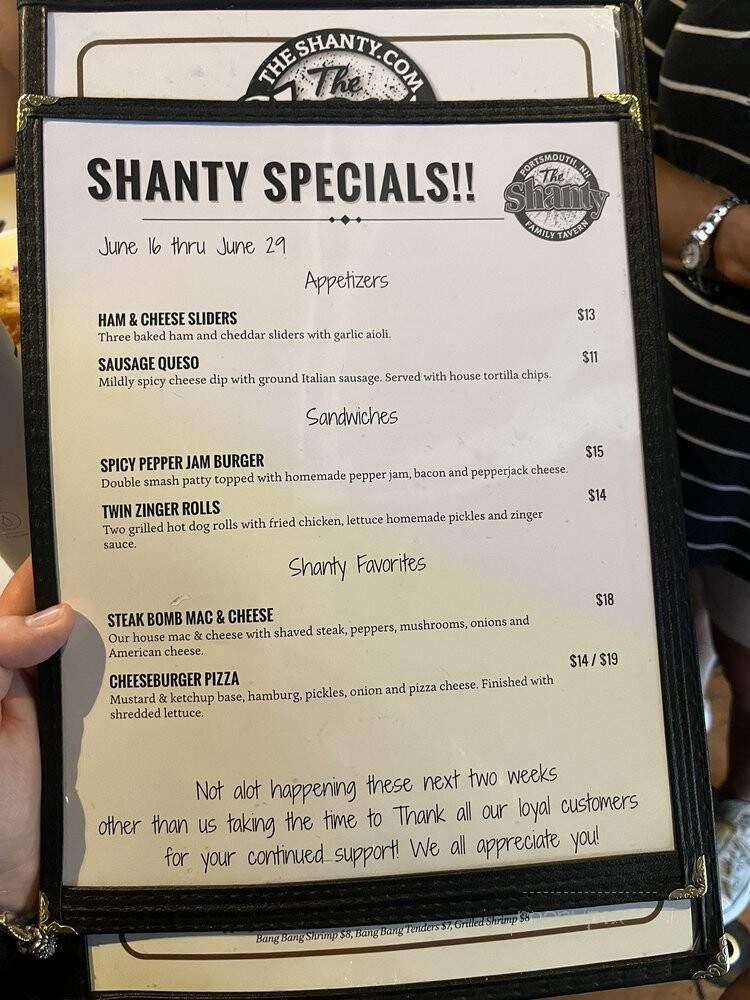 The Shanty Seafood & Grill - Portsmouth, NH menu_pic