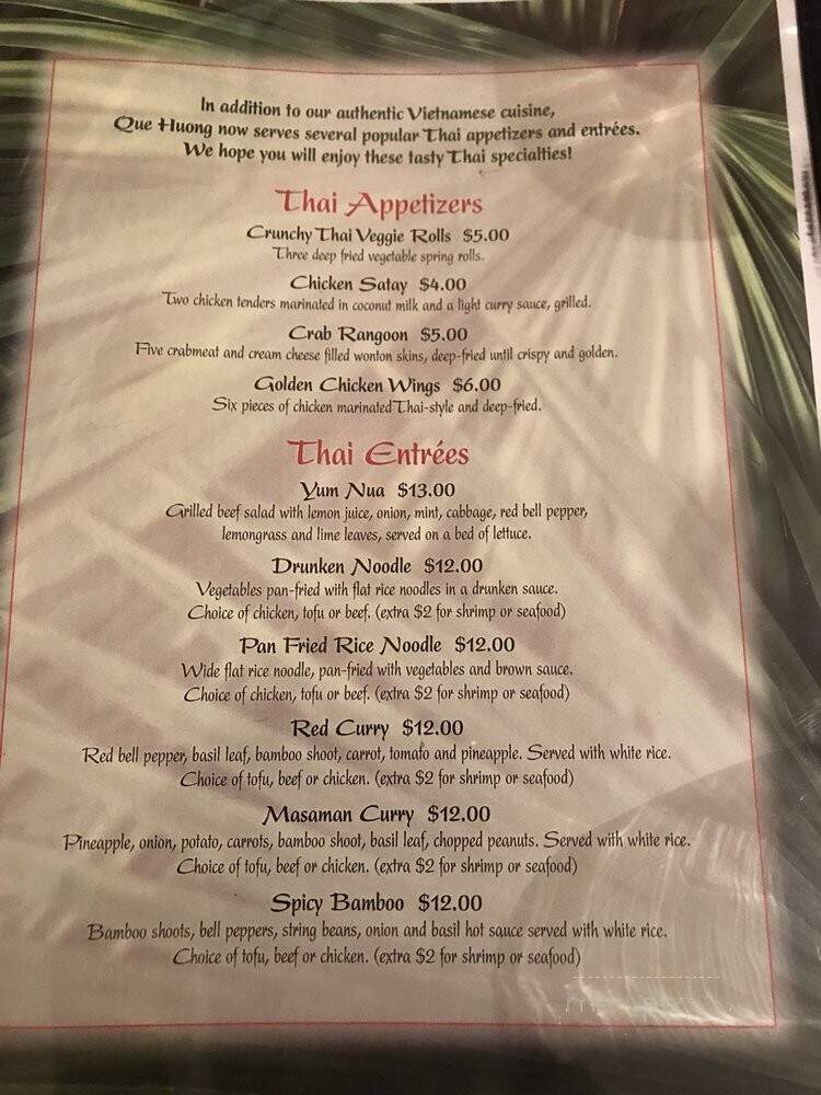 Que Huong - Biddeford, ME menu_pic