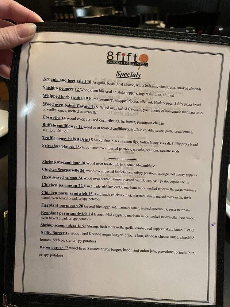 8 Fifty - Middlebury, CT menu_pic