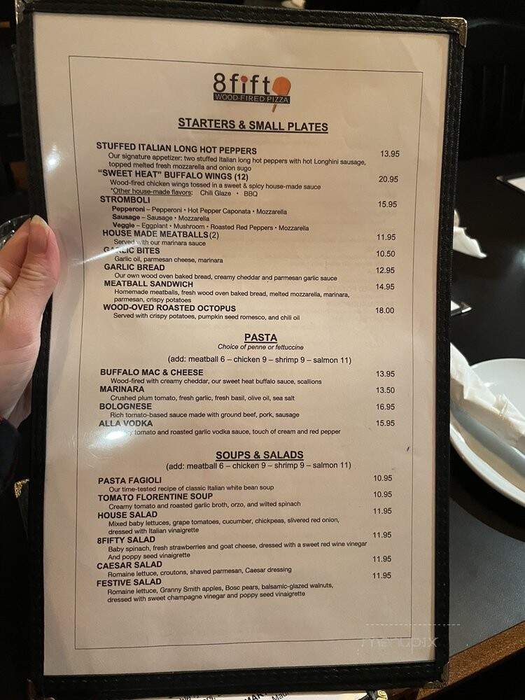 8 Fifty - Middlebury, CT menu_pic