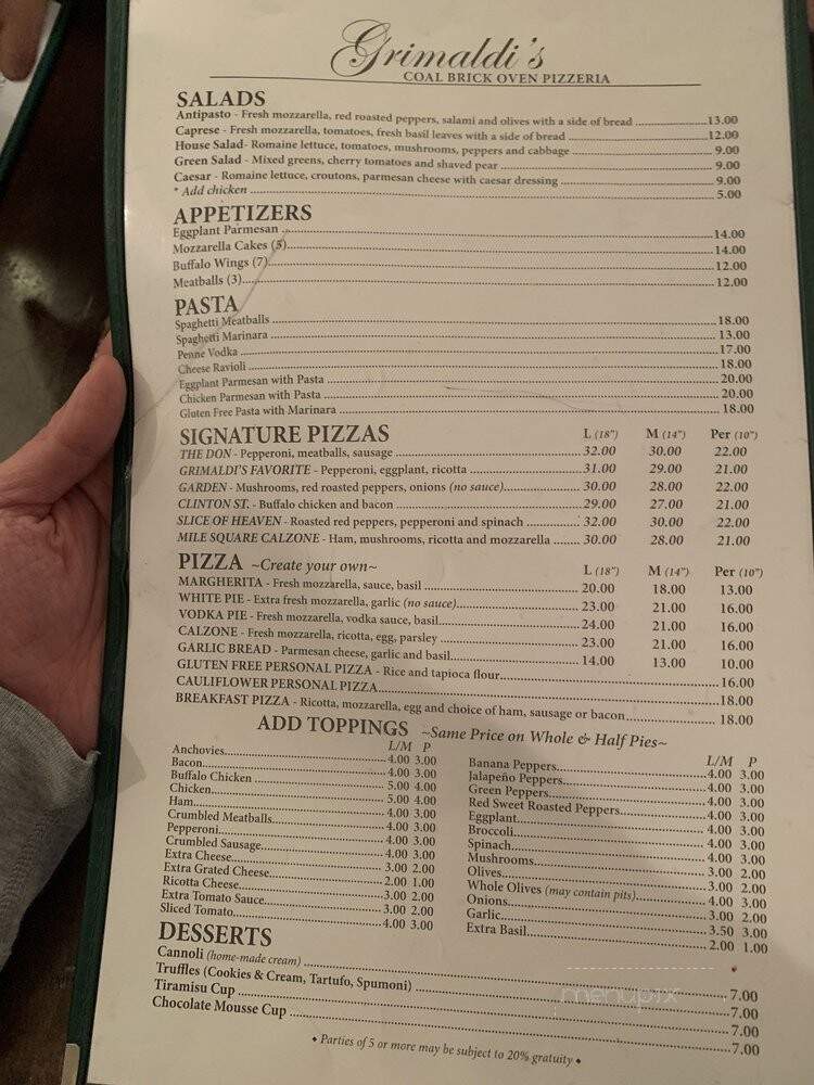 Grimaldi's - Hoboken, NJ menu_pic