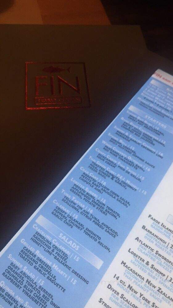 Fin Raw Bar and Kitchen - Summit, NJ menu_pic