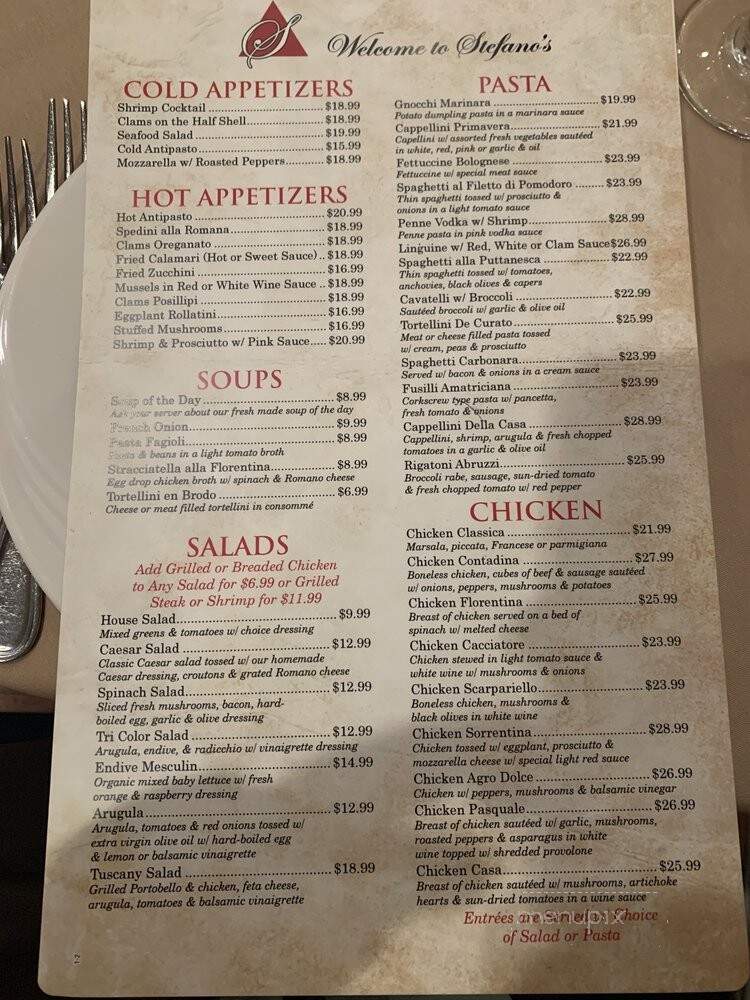 Stephano's Ristorante - Pequannock, NJ menu_pic