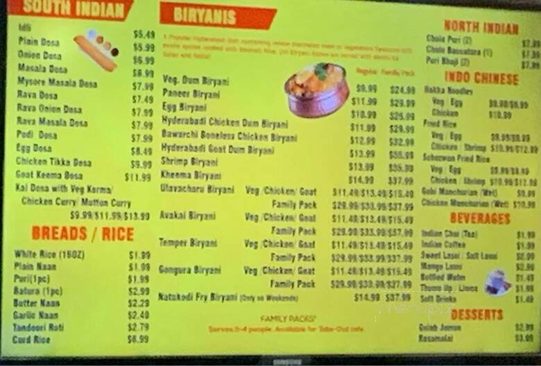 Bawarchi Biryani Corner - Edison, NJ menu_pic