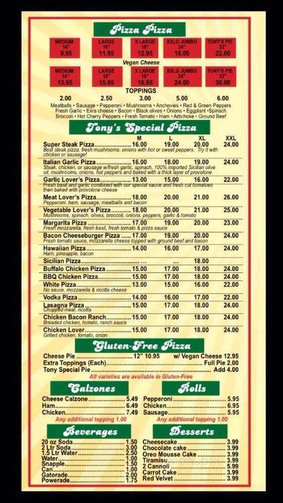 Tony Novante's - Union City, NJ menu_pic