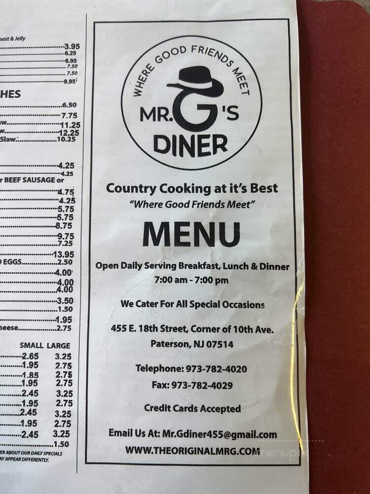 Mr. G's - Paterson, NJ menu_pic