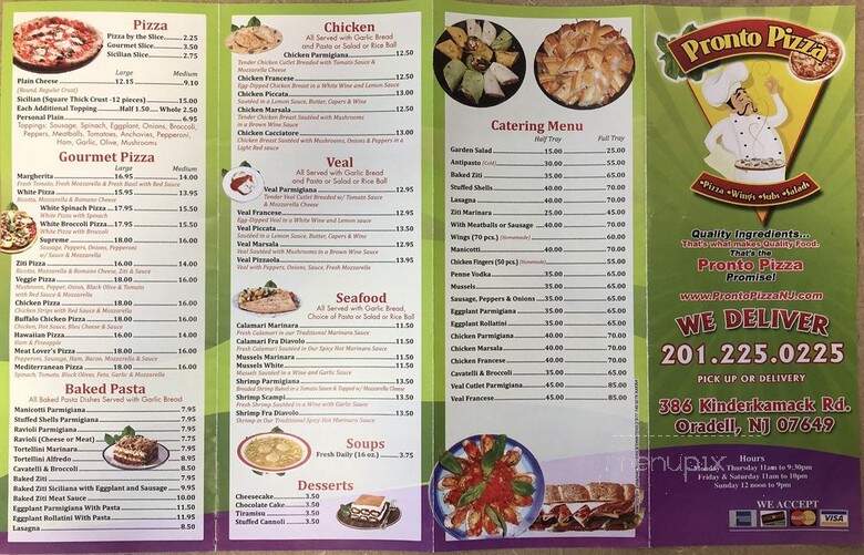 Pronto Pizza - Oradell, NJ menu_pic