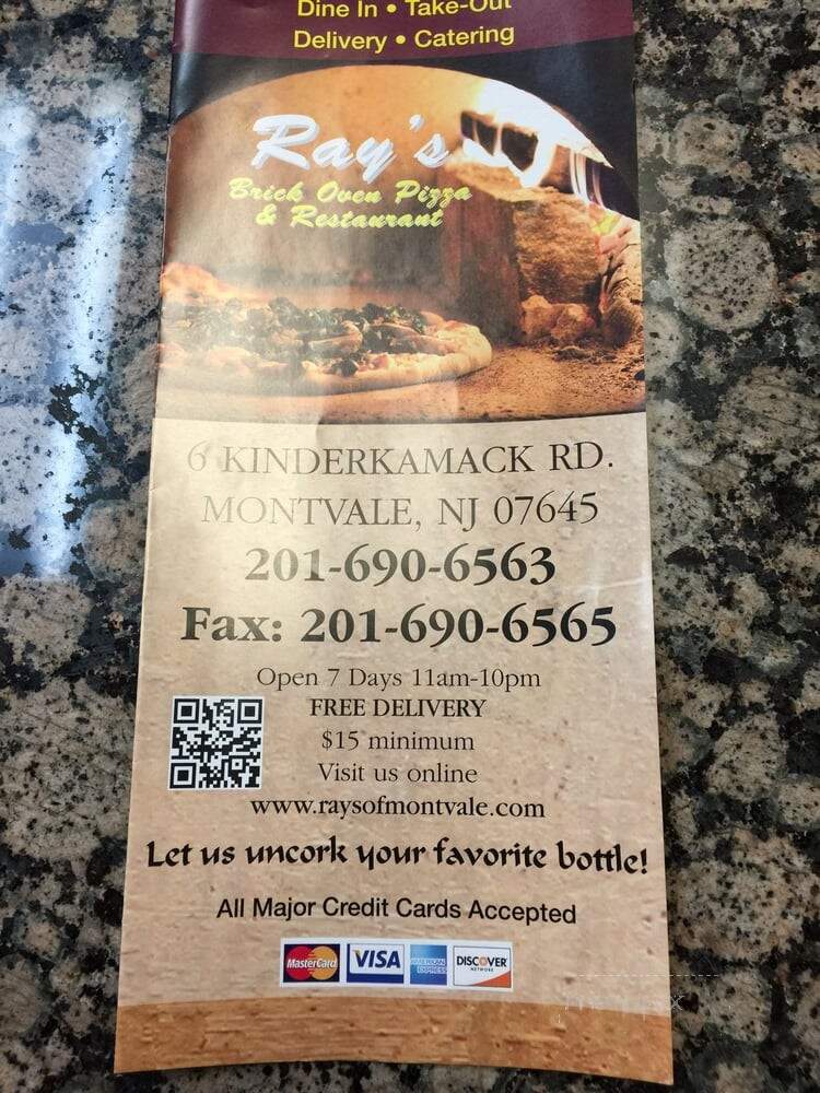 Ray's Brick Oven Pizza & Restaurant - Montvale, NJ menu_pic