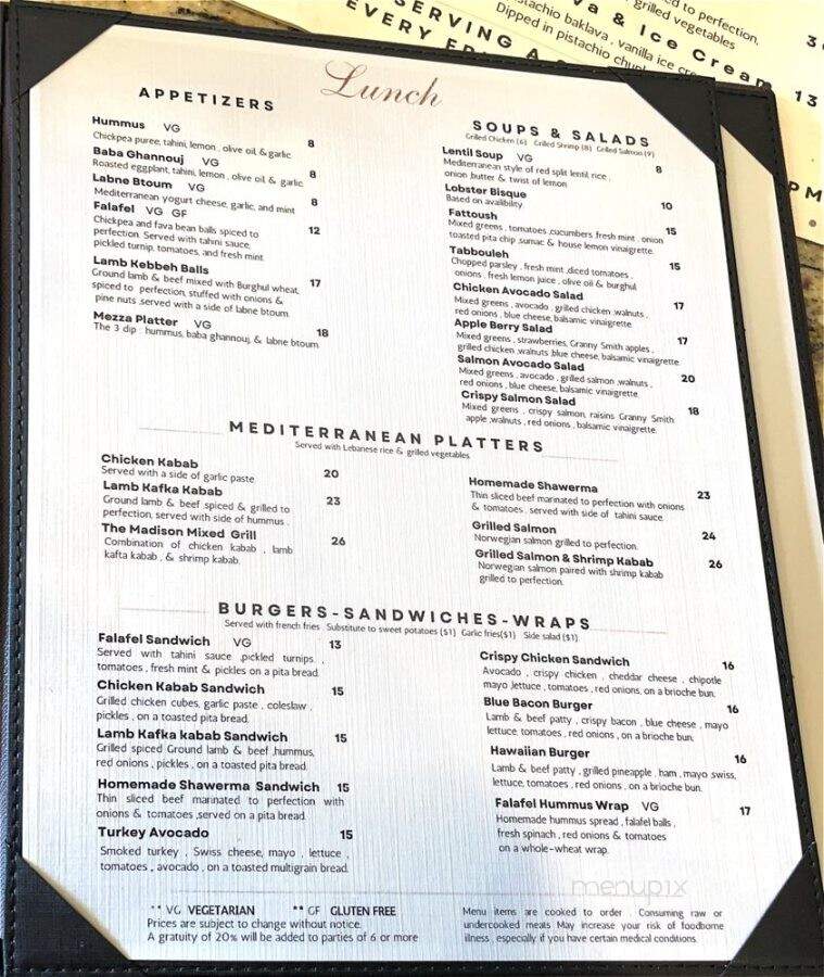 Madison Cafe & Grill - Cresskill, NJ menu_pic