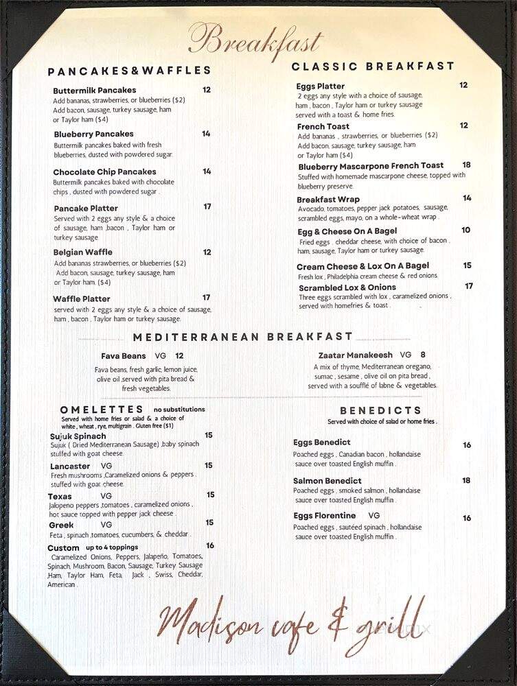 Madison Cafe & Grill - Cresskill, NJ menu_pic