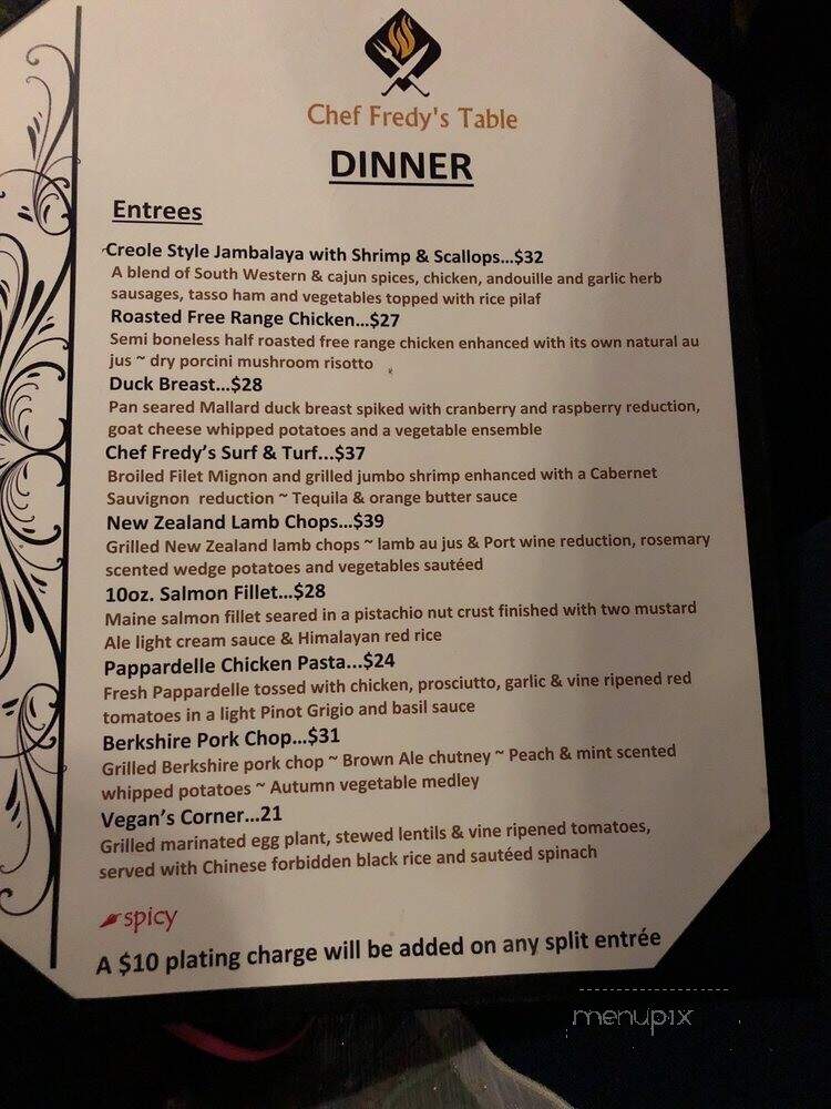 Chef Fredy's Table - Morristown, NJ menu_pic