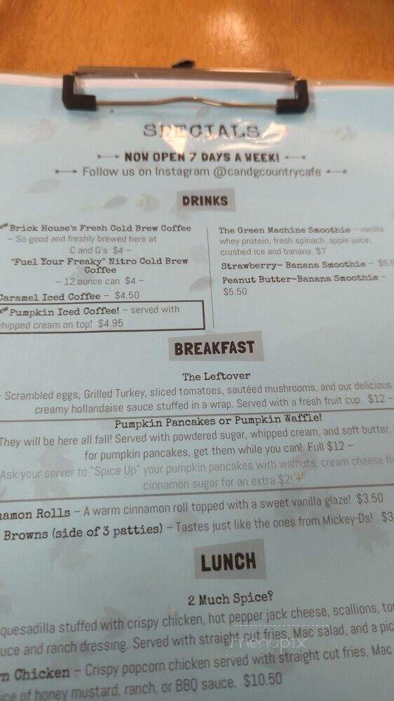 C & G's Country Cafe - Toms River, NJ menu_pic