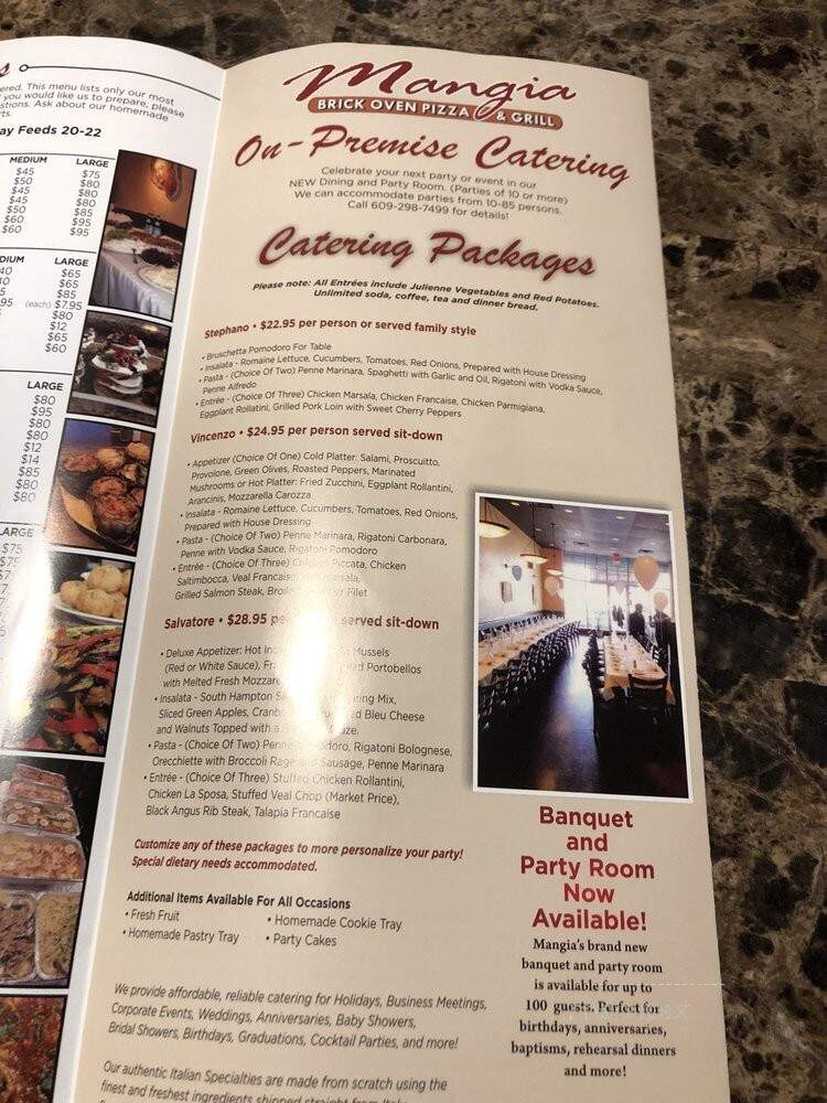 Mangia Brick Oven Grill - Bordentown, NJ menu_pic
