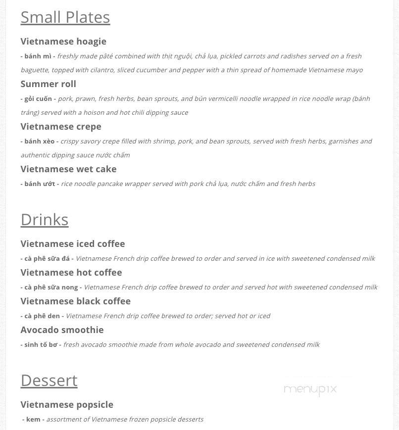 Vinh Long - Philadelphia, PA menu_pic