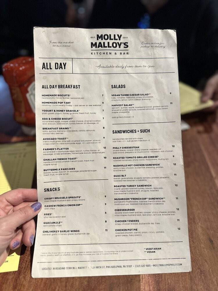Molly Malloy's - Philadelphia, PA menu_pic