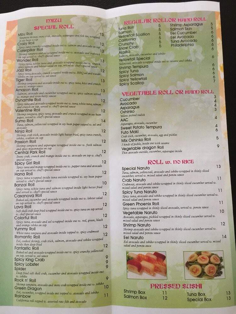 Mizu - West Windsor Township, NJ menu_pic