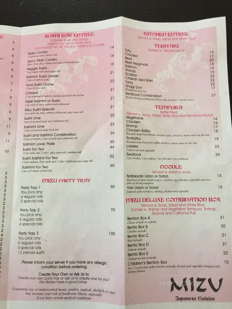 Mizu - West Windsor Township, NJ menu_pic