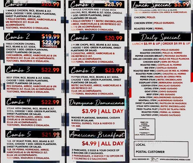 Sabores Restaurant - Bronx, NY menu_pic
