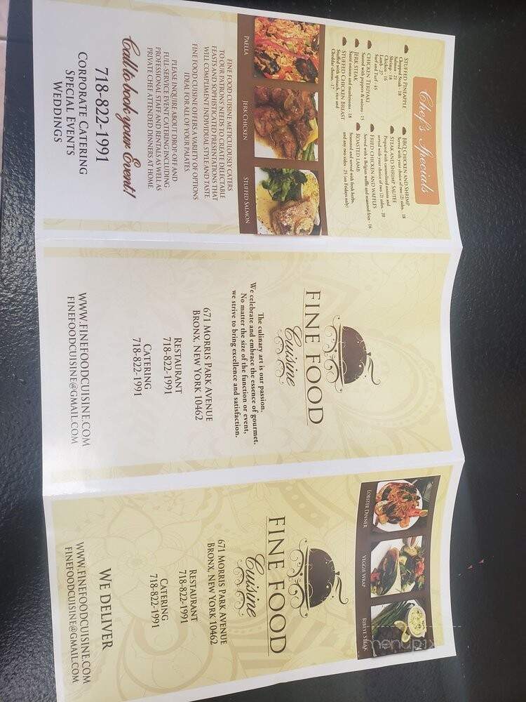 Fine Food Cuisine - East Bronx, NY menu_pic