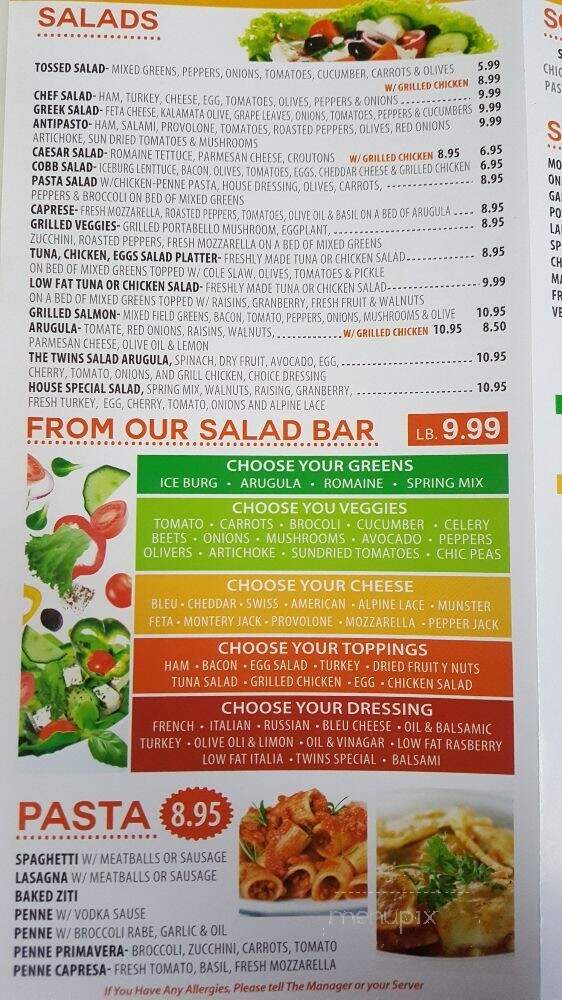 Twins Deli and Grill - Hartsdale, NY menu_pic
