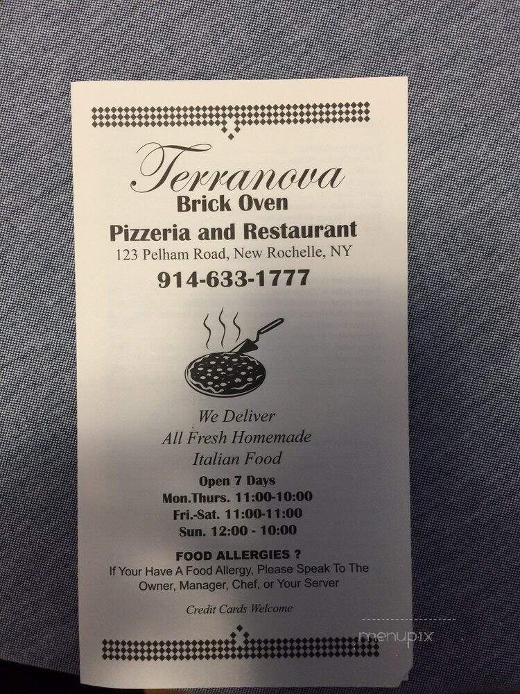 Terranova Brick Oven Pizzeria Restaurant - New Rochelle, NY menu_pic