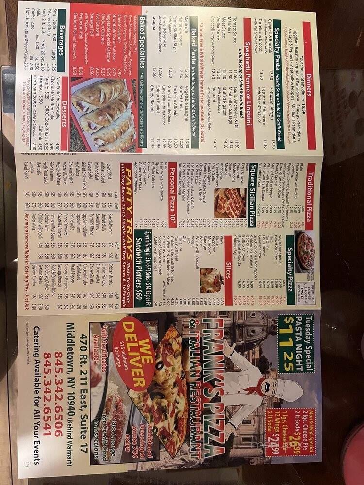 Frank's Pizza Italian Restaurant - Middletown, NY menu_pic