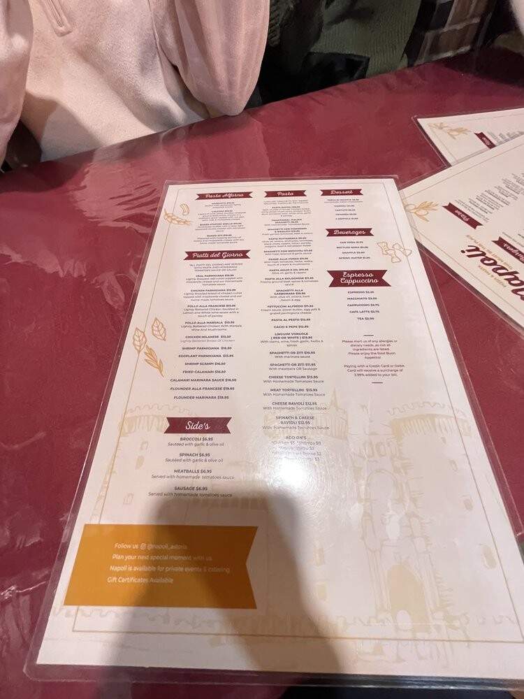 Napoli Pizza & Pasta - Astoria, NY menu_pic