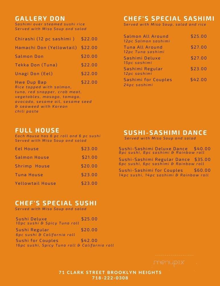 Sushi Gallery - Brooklyn, NY menu_pic