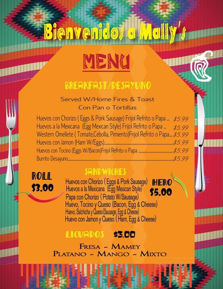 Mally's 2 - Ridgewood, NY menu_pic