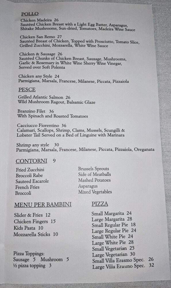 Villa Erasmo - Middle Village, NY menu_pic