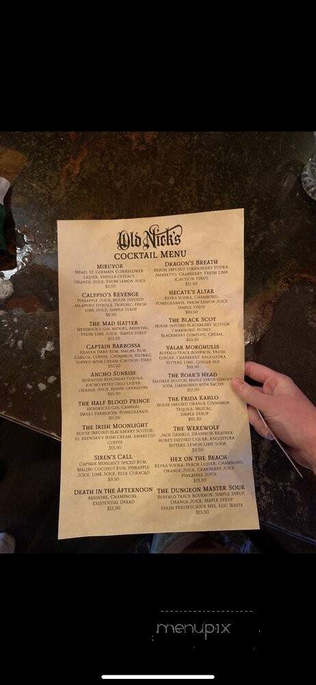Old Nick's - Eugene, OR menu_pic