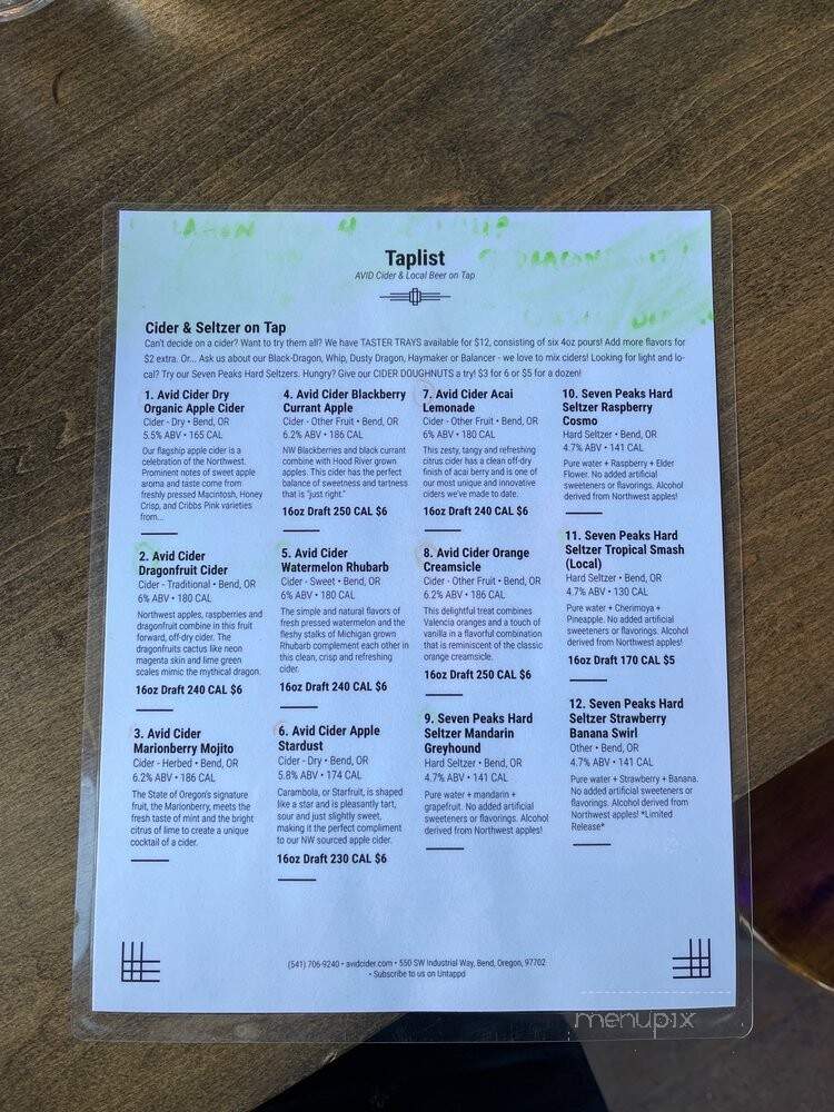 Atlas Cider Co - Bend, OR menu_pic