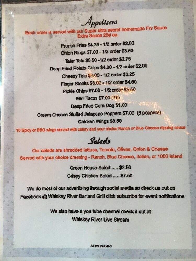 Whiskey River Bar & Grill - Richland, WA menu_pic
