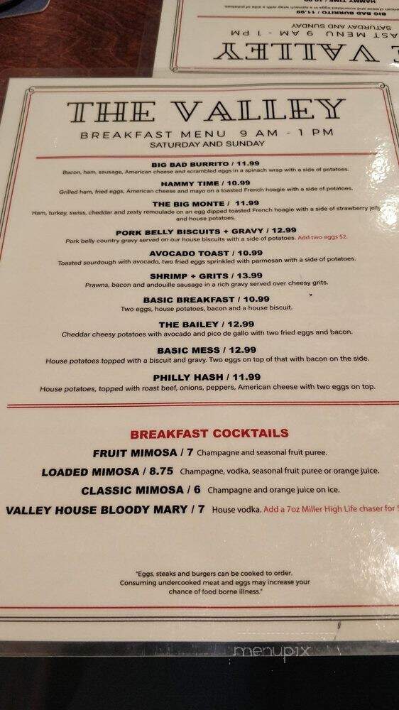 The Valley - Tacoma, WA menu_pic